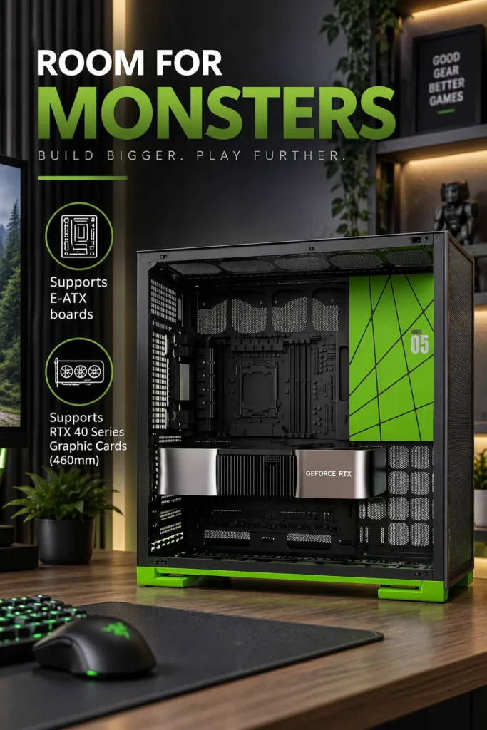 pc case black and green