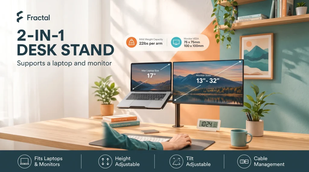 laptop stand and monitor setup