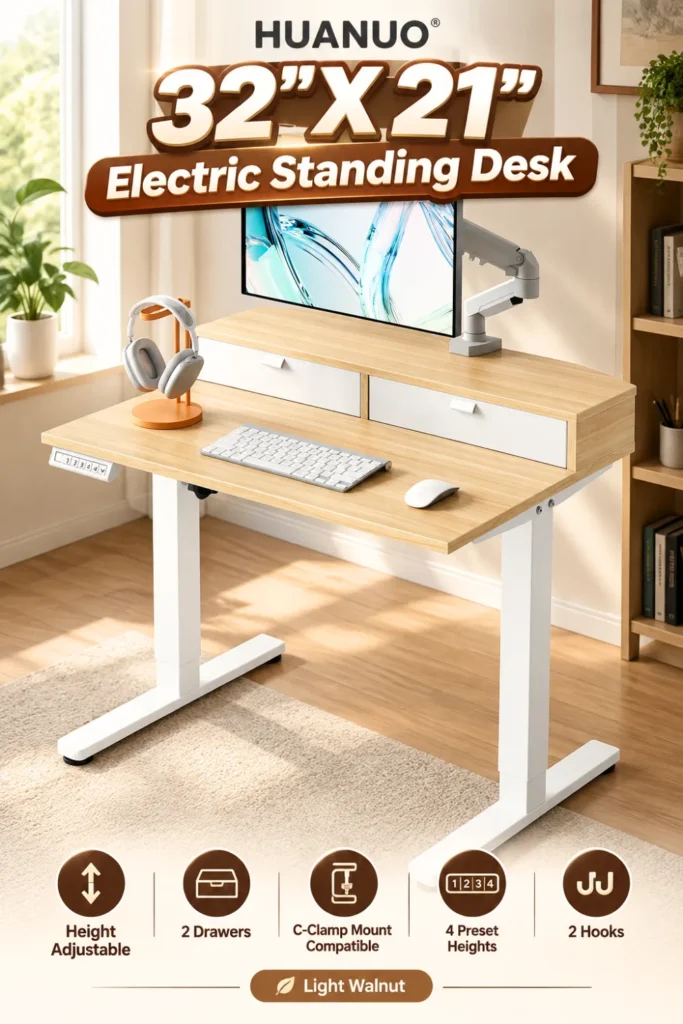 electric standing desk with storage